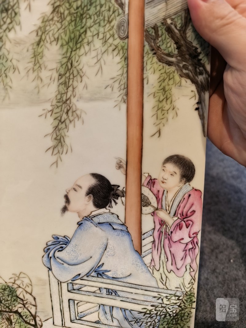 民国 王大凡 粉彩人物瓷板 - 图7
